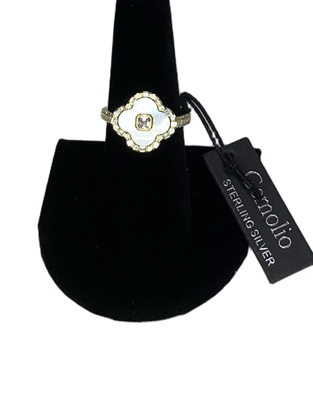 Gemolio  Clover Sterling Silver Mother Of Pearl Ring 8 New